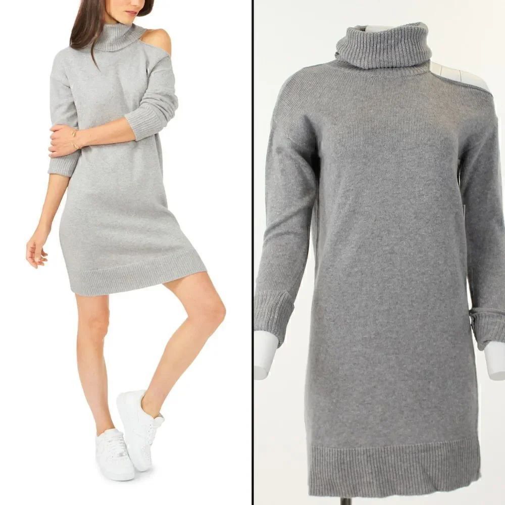 1.state Long Sleeve Cold Shoulder Turtleneck Sweater Dress